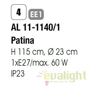 Stalp exterior stil clasic IP23 H115cm Aiko AL 11-1140/1 Patina OR 62311 universul-luminii.ro