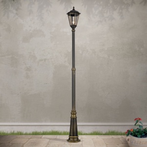 Stalp iluminat exterior stil clasic IP43 H249 Puchberg AL 11K/82508 schwarz-gold/rauch OR 631291 universul-luminii.ro