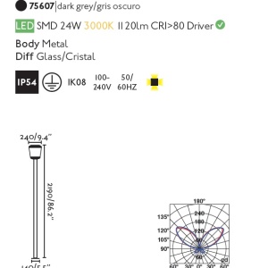 Stalp LED de iluminat exterior design modern IP54 PLAZA H-219cm 82811 universul-luminii.ro