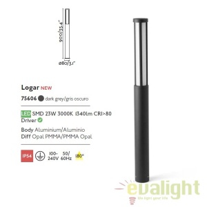 Stalp LED iluminat exterior design modern LOGAR-2 H90cm 75606 49281 universul-luminii.ro