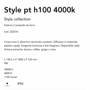 Stalp LED iluminat exterior Style pt h100 4000k negru 143511 universul-luminii.ro