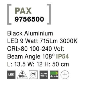 Stalp LED modern pentru iluminat exterior IP54 PAX H-50cm 190591 universul-luminii.ro
