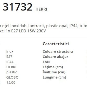 Stalp mediu pentru iluminat exterior IP44 Herri antracit 120781 universul-luminii.ro