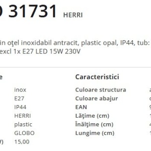 Stalp mic pentru iluminat exterior IP44 Herri antracit 212941 universul-luminii.ro