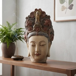 Statueta decorativa BUDDHA HEAD 45cm - Img 2