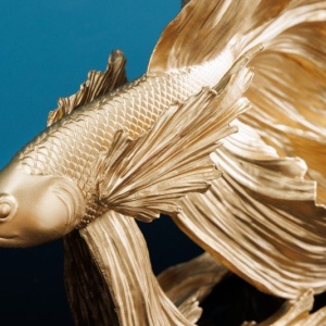 Statueta decorativa extravaganta Fisch Crowntail 35cm, auriu - Img 4