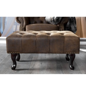 Taburete clasic stil englezesc Chesterfield maro antic