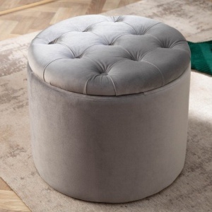 Taburete cu spatiu de depozitare Modern Barock 50cm, gri argintiu - Img 5