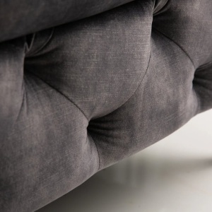 Taburete design Chesterfield, Catifea, Gri inchis, MODERN BAROCK - Img 3