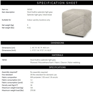 Taburete design LUX Avellino, Splendor light grey - Img 7