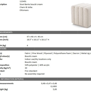 Taburete design LUX Bente, boucle crem 115491 HZ - Img 5