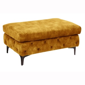 Taburete elegant stil Chesterfield, Catifea, Galben Mustar, MODERN BAROCK 90cm A-44395 VC