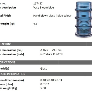 Vas decorativ din sticla design LUX Bloom albastru - Img 4
