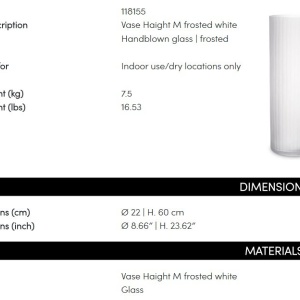 Vaza, Vas decorativ design LUX Haight M, frosted - Img 6