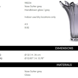 Vaza, Vas decorativ design LUX Sutter, gri - Img 5