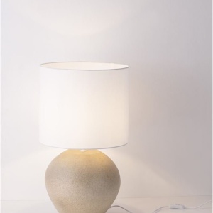 Veioza decorativa, Ghips, Crem, Tesatura, Alb, Mizu 245471 universul-luminii.ro