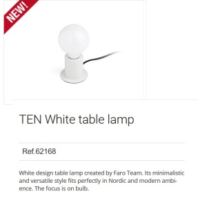 Veioza design modern minimalist TEN alba 62168 90751 universul-luminii.ro