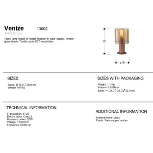 Veioza design modern Venize cupru/ chihlimbar - Img 4
