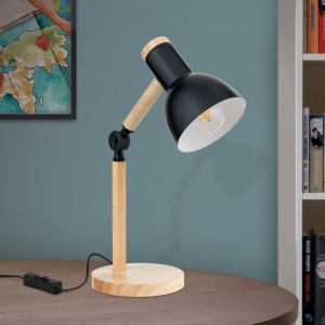 Veioza/Lampa de birou reglabila ANIKA lemn/negru 157221 universul-luminii.ro