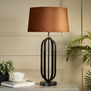 Veioza/Lampa de masa decorativa Chic negru/orange - Img 2