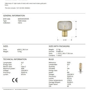 Veioza/Lampa de masa design decorativ modern Osiris aurie 214311 universul-luminii.ro