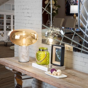 Veioza / Lampa de masa design elegant Fungi alb/ chihlimbar 93071 universul-luminii.ro