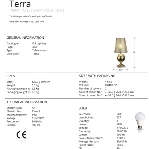 Veioza / Lampa de masa design elegant Terra aurie SV-664443 42591 universul-luminii.ro