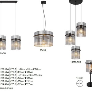 Veioza, lampa de masa design modern GORLEY negru, fumuriu 221501 universul-luminii.ro