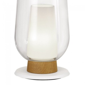 Veioza, Lampa de masa design modern Nora alb/ lemn 131621 universul-luminii.ro