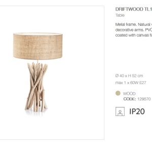 Veioza / Lampa de masa design rustic DRIFTWOOD TL1 129570 66321 universul-luminii.ro