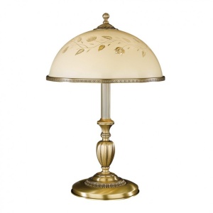 Veioza / Lampa de masa din alama cu sticla decorata design italian H-56cm 6208
