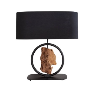 Veioza, Lampa de masa, lemn, abajur negru ELEMENTS 60cm