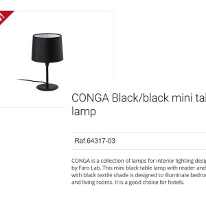 Veioza / Lampa de masa moderna design elegant CONGA mini neagra 64317-03 90201 universul-luminii.ro