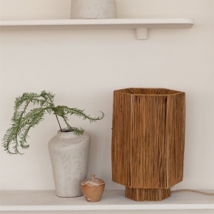 Veioza/Lampa Eco din Rafie, Panama octogon L, maro 243751 universul-luminii.ro