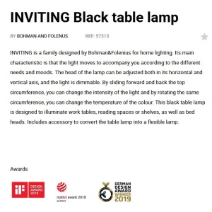 Veioza LED dimabila / Lampa de birou design ultra-modern INVITING neagra 215001 universul-luminii.ro