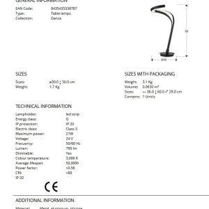 Veioza LED/ Lampa de masa design modern decorativ Danza 224991 universul-luminii.ro
