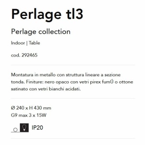 Veioza moderna Perlage tl3 negru/fumuriu 119311 universul-luminii.ro