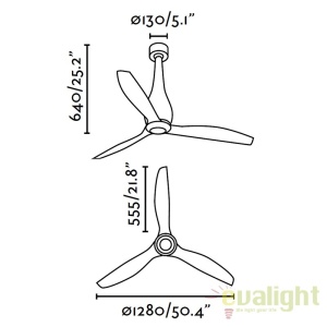 Ventilator cu telecomanda ETERFAN alb mat/ transparent 32001 49101 universul-luminii.ro