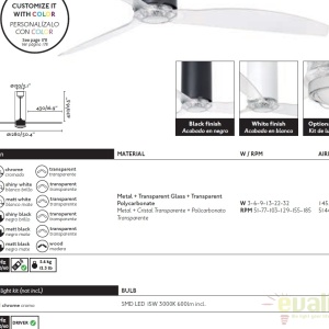 Ventilator cu telecomanda Tube alb lucios / transparent 32033 59811 universul-luminii.ro