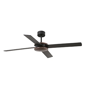 Ventilator de tavan cu telecomanda design modern POLEA negru/lemn nuc 84721 universul-luminii.ro