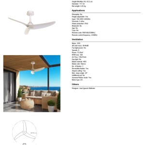 Ventilator tavan cu telecomanda IP44 IPANEMA L alb - Img 5
