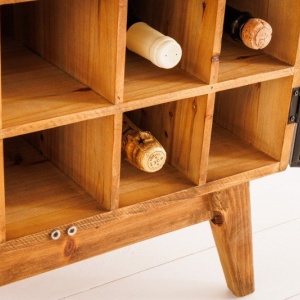 Vitrina cu spatiu depozitare sticle si pahare design industrial Seven Seas 150cm - Img 3