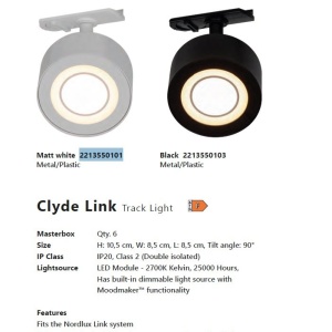 Accesoriu, Spot LED directionabil Clyde alb, pentru sina Nordlux Link 113372 universul-luminii.ro