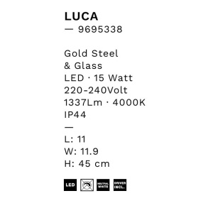 Aplica baie LED, protectie IP44, Auriu, Luca NVL-9695338 247722 universul-luminii.ro
