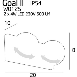 Aplica cu 2 spoturi LED Goal II, alb 169122 universul-luminii.ro