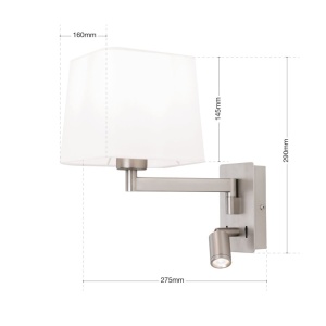 Aplica cu brat reglabil si reader LED CARLTON nickel/alb 234982 universul-luminii.ro