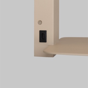 Aplica cu raft, port USB si abajur textil negru Florence 248732 universul-luminii.ro