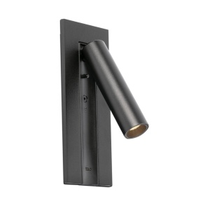 Aplica cu reader LED directionabil stil minimalist GABO USB C negru