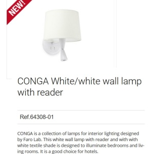 Aplica cu reader LED eleganta design modern CONGA alba 64308-01 90162 universul-luminii.ro