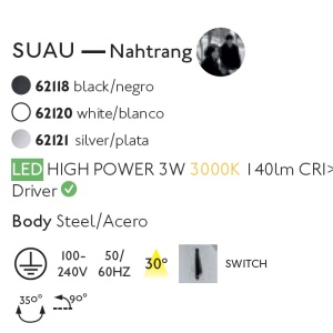 Aplica cu reader LED minimalista SUAU neagra 62118 83422 universul-luminii.ro